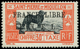 * SAINT PIERRE ET MIQUELON Taxe 53 : 30c. Rouge-orange Et Noir, FRANCE LIBRE, TB. C - Postage Due