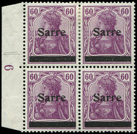 * SARRE 14A : 60p. Lilas Pourpre, BLOC De 4 Bdf, TB - Unused Stamps