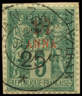 ZANZIBAR 32j : 2 1/2 Et 25c. Sur 1/2a. (rouge) Sur 5c. Vert, T X, Obl. S. Petit Fragt, Tirage 96, TB, Cote Maury - Used Stamps