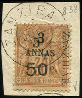 ZANZIBAR 35 : 5 Et 50c. Sur 3a. Sur 30c. Brun, Obl. S. Fragt, TB - Used Stamps