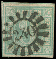 ALLEMAGNE (ANCIENS ETATS) BAVIERE 6a : 9k. Bleu-vert, Obl., TB. C - Autres & Non Classés