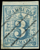 ALLEMAGNE (ANCIENS ETATS) HAMBOURG 4 : 3s. Bleu-vert, Obl., TB - Hamburg