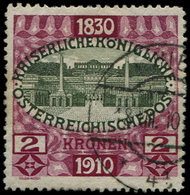 AUTRICHE 133 : 2k. Carmin Et Olive, Type 1908 Avec Mill. 1830/1910, Obl., TB. S - Sonstige & Ohne Zuordnung