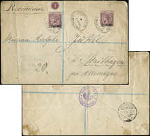 Let GIBRALTAR 17 : 25c. Sur 2p. Brun-lilas, 2 Ex. Obl. REGISTERED/GIBRALTAR 5/7/90 S. Env. Rec., Arr. En Allemagne Le 11 - Gibraltar