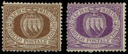 (*) SAINT MARIN 6 Et 7 : 30c. Brun Et 40c. Violet, TB. C - Unused Stamps