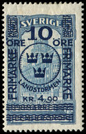 * SUEDE 86 : 10 + 4k.90 Sur 5k. Bleu, TB - Used Stamps