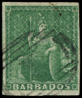 BARBADE 4 : 1/2p. Vert, Obl., TB - Barbades (1966-...)