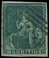 ILE MAURICE 12 : (4p) Vert, Nuance Vert-bleu, Oblitéré, TB - Maurice (...-1967)