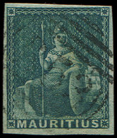 ILE MAURICE 12 : (4p) Vert, Nuance Vert-bleu, Oblitéré, TB - Mauritius (...-1967)