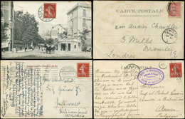 Let 4 CP Affr. N°129 Et 138 Obl. Allemande, Anglaise, Belge Et Suisse, 1903-11, TB - Collections (with Albums)