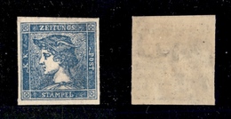 0020 ANTICHI STATI - LOMBARDO VENETO - 1855 - 3 Cent Azzurro Giornali (3 - Terzo Tipo) Nuovo Con Piena Gomma E Leggera T - Other & Unclassified