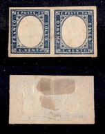 0072 ANTICHI STATI - SARDEGNA - 1860 - Coppia Del 20 Cent Azzurro Grigio (15Cc) Con Effigi Capovolte - Nuova Con Gomma - - Other & Unclassified