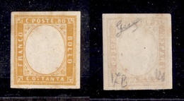 0073 ANTICHI STATI - SARDEGNA - 1863 - 80 Cent Giallo Arancio (17B) Senza Effige - Gomma Integra - Biondi - Andere & Zonder Classificatie