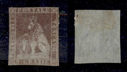 0087 ANTICHI STATI - TOSCANA - 1851 - 9 Crazie Bruno Violaceo Su Carta Azzurra (8b) - Corto In Orizzontale (40.000) - Andere & Zonder Classificatie