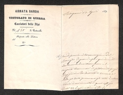 0103 RISORGIMENTO ITALIANO - Interno Di Lettera Da Bergamo Del 13.8.1859 Delle Truppe Garibaldino Intestata “Armata Sard - Other & Unclassified