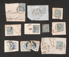 0123 REGNO - 1863/1864 - 3 Pezzi Del 15 Cent (12) + 7 Pezzi Del 15 Cent (18) - Tutti Su Frammenti Con Annulli Toscani De - Otros & Sin Clasificación