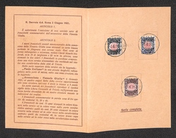 0176 REGNO - 1921 - Venezia Giulia (113/115) - Serie Completa Su Cartoncino/libretto Ufficiale FDC Dell’emissione - Cert - Other & Unclassified