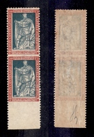 0195 REGNO - 1928 - Coppia Del 25 Cent Filiberto (227o) Non Dentellata Al Centro E In Basso - Gomma Integra - Cert. AG ( - Altri & Non Classificati