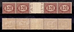 0240 REGNO - 1875 - Due Coppie Del 20 Cent (3 Servizio) Con Interspazio Centrale - Gomma Integra - Andere & Zonder Classificatie