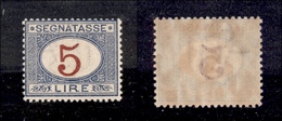 0258 REGNO - 1903 - 5 Lire Segnatasse (30) - Invisibile Traccia Di Linguella (350) - Andere & Zonder Classificatie