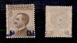 0267 REGNO - 1921 - BLP - 40 Cent (4Ai) Con Soprastampa Azzurro Nera A Cavallo - Nuovo Con Gomma - Ottima Centratura - C - Andere & Zonder Classificatie