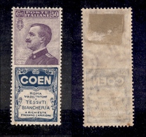 0281 REGNO - 1924 - Pubblicitari - 50 Cent Coen (10) - Ottima Centratura - Filigrana Lettere 7/10 - Un Dentino Corto In  - Autres & Non Classés