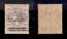 0296 REGNO - Enti Parastatali - 1924 - 50 Cent (74) Con Dicitura Opera Naz. Spostata A Destra - Gomma Integra - Non Cata - Autres & Non Classés