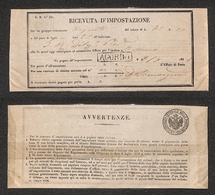 0299 REGNO - Ricevuta D’Impostazione - Agordo 3.7.1854 - Other & Unclassified