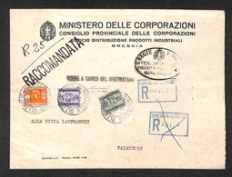 0319 REPUBBLICA SOCIALE - Raccomandata Da Brescia A Palazzolo Sull’Oglio Del 22.9.43 - Tassata In Arrivo Per 1,75 Lire ( - Other & Unclassified