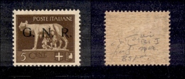 0320 REPUBBLICA SOCIALE - 1943 - GNR Brescia - 5 Cent (470/A) Con Soprastampa Spaziata - Nuovo Con Gomma - Fiecchi + Ray - Sonstige & Ohne Zuordnung