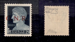 0328 REPUBBLICA SOCIALE - 1943 - GNR Brescia - 25 Lire (488/I-primo Tipo) - Soprastampa Spostata A Sinistra - Gomma Inte - Andere & Zonder Classificatie