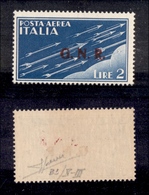 0348 REPUBBLICA SOCIALE - 1943 - GNR Brescia - 2 Lire (122/IIa-Aerea) - R Terzo Tipo - Gomma Integra - Cert. Sorani (6.0 - Autres & Non Classés