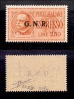 0350 REPUBBLICA SOCIALE - 1943 - GNR Brescia - 2,50 Lire (20/IIa-Espressi) - R Terzo Tipo - Gomma Integra - Cert. Sorani - Andere & Zonder Classificatie