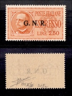 0350 REPUBBLICA SOCIALE - 1943 - GNR Brescia - 2,50 Lire (20/IIa-Espressi) - R Terzo Tipo - Gomma Integra - Cert. Sorani - Altri & Non Classificati