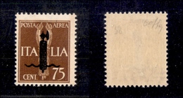 0396 REPUBBLICA SOCIALE - 1944 - Saggi - 75 Cent P.Aerea (P10A) - Gomma Integra - Cert. Colla - Other & Unclassified