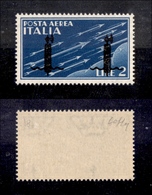 0399 REPUBBLICA SOCIALE - 1944 - Saggi - 2 Lire P.Aerea (P15A) - Gomma Integra - Cert. Colla - Andere & Zonder Classificatie