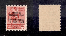 0415 EMISSIONI LOCALI - CASTIGLIONE D'INTELVI - 1945 - 1 Lira Su 75 Cent (11) - Gomma Integra - Cert. AG (1.000) - Other & Unclassified