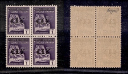 0435 EMISSIONI LOCALI - TORINO - 1945 - Quartina 1 Lira Violetto (Unif.11A) Soprastampa In Gotico Nera - Gomma Integra - - Autres & Non Classés