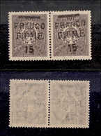 0468 OCCUPAZIONI - FIUME - 1919 - Coppia Del 15 Su 10 Filler (31/31d) - Un Esemplare Con Soprastampa Obliqua - Gomma Int - Autres & Non Classés