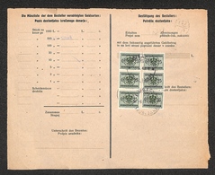 0507 OCCUPAZIONE TEDESCA - LUBIANA - Blocco Di Sei Del 25 Cent (4) Segnatasse Su Foglio Di Recapito 6.2.45 - Other & Unclassified