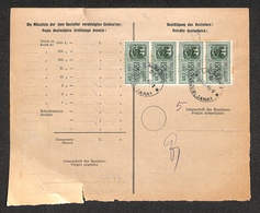 0522 OCCUPAZIONI - LUBIANA - Striscia Di Quattro Del 1,25 Lire Espresso (1) Su Foglio Di Recapito - Lubiana 14.3.45 - Altri & Non Classificati