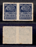 0575 COLONIE - EGEO - 1929 - Coppia Del 1,25 Lire (9) Varietà D + E - Non Catalogato - Tre Punti Gialli Sulla Dentellatu - Andere & Zonder Classificatie