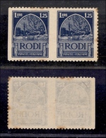 0575 COLONIE - EGEO - 1929 - Coppia Del 1,25 Lire (9) Varietà D + E - Non Catalogato - Tre Punti Gialli Sulla Dentellatu - Other & Unclassified