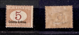 0618 COLONIE - ERITREA - 1920 - 5 Cent (14a-Segnatasse) - Cifra E Soprastampa Capovolte (750) - Otros & Sin Clasificación