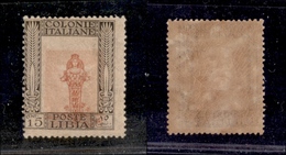 0629 COLONIE - LIBIA - 1921 - 15 Cent Pittorica (25a+g) Dentellato 14x13 Con Centro Spostato - Gomma Integra - Cert. AG  - Sonstige & Ohne Zuordnung