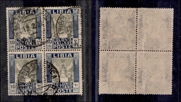 0639 COLONIE - LIBIA - 1921 - Quartina Del 10 Lire Pittorica (32a/32) - Coppia Inferiore Dentellata 14x13 1/4 - Usata A  - Other & Unclassified