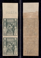 0640 COLONIE - LIBIA - 1924 - Coppia Del 20 Cent Sibilla (40b) Non Dentellata - Nuova Con Gomma - Cert. Oliva + Cert. AG - Andere & Zonder Classificatie