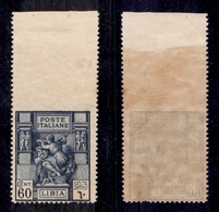 0641 COLONIE - LIBIA - 1924 - 60 Cent Sibilla (42e) Non Dentellato In Alto - Gomma Integra - Cert. AG (525) - Autres & Non Classés
