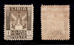0664 COLONIE - LIBIA - 1926/1930 - 1 Lira Pittorica (65) Dentellato 11 - Gomma Integra - Ottimamente Centrato - Cert. AG - Otros & Sin Clasificación