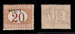 0688 COLONIE - LIBIA - 1915 - 20 Cent Segnatasse (3c) Con Soprastampa Capovolta E Obliqua - Gomma Integra - Cert. AG (1. - Autres & Non Classés